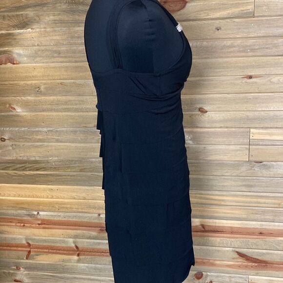 La Belle Black Ruffled Cocktail Dress Size Medium 0743 - Picture 4 of 6